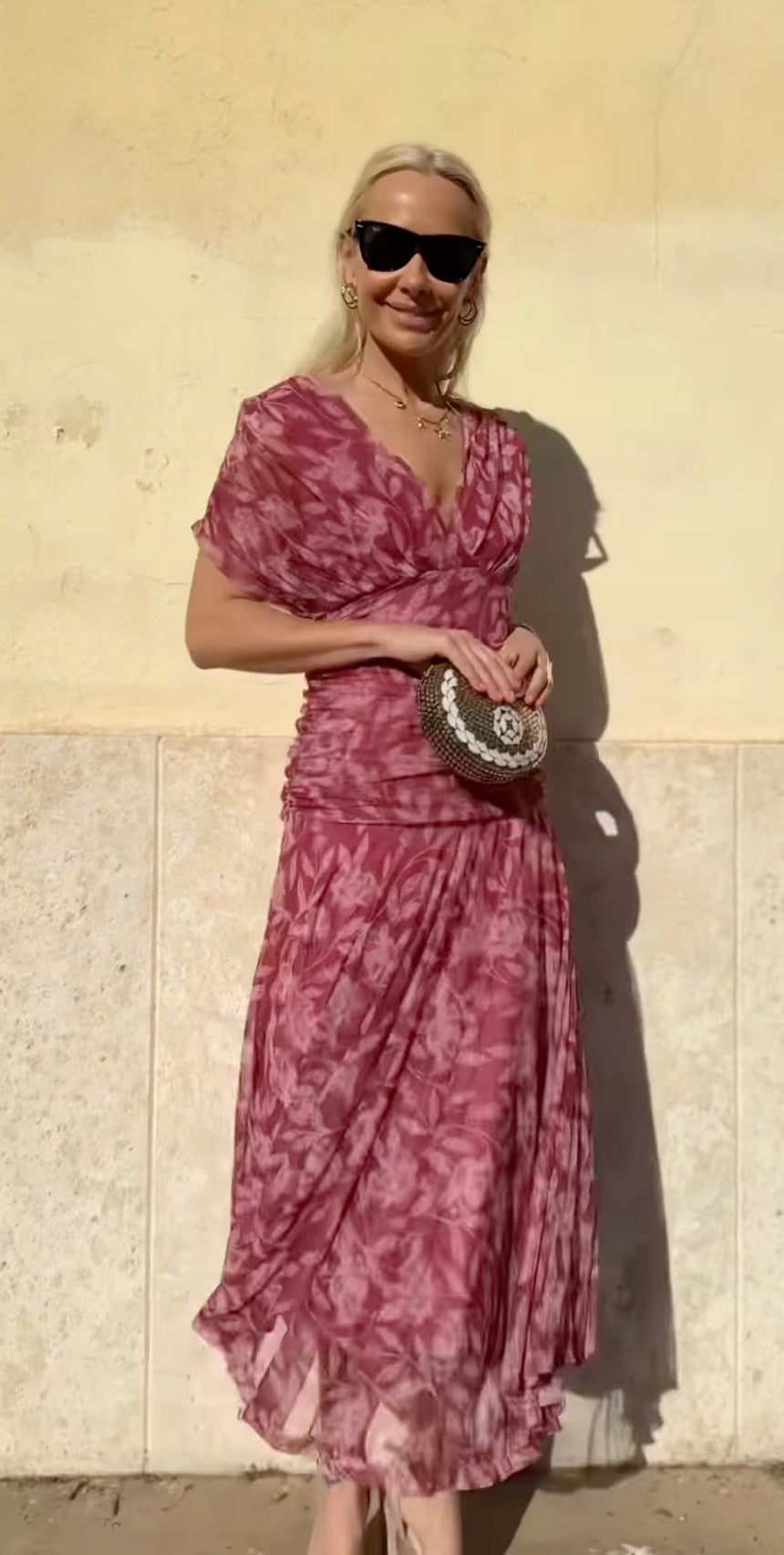 Véralune™ | Robe imprimée à encolure en V et épaules dénudées