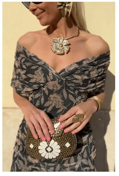 Véralune™ | Robe imprimée à encolure en V et épaules dénudées