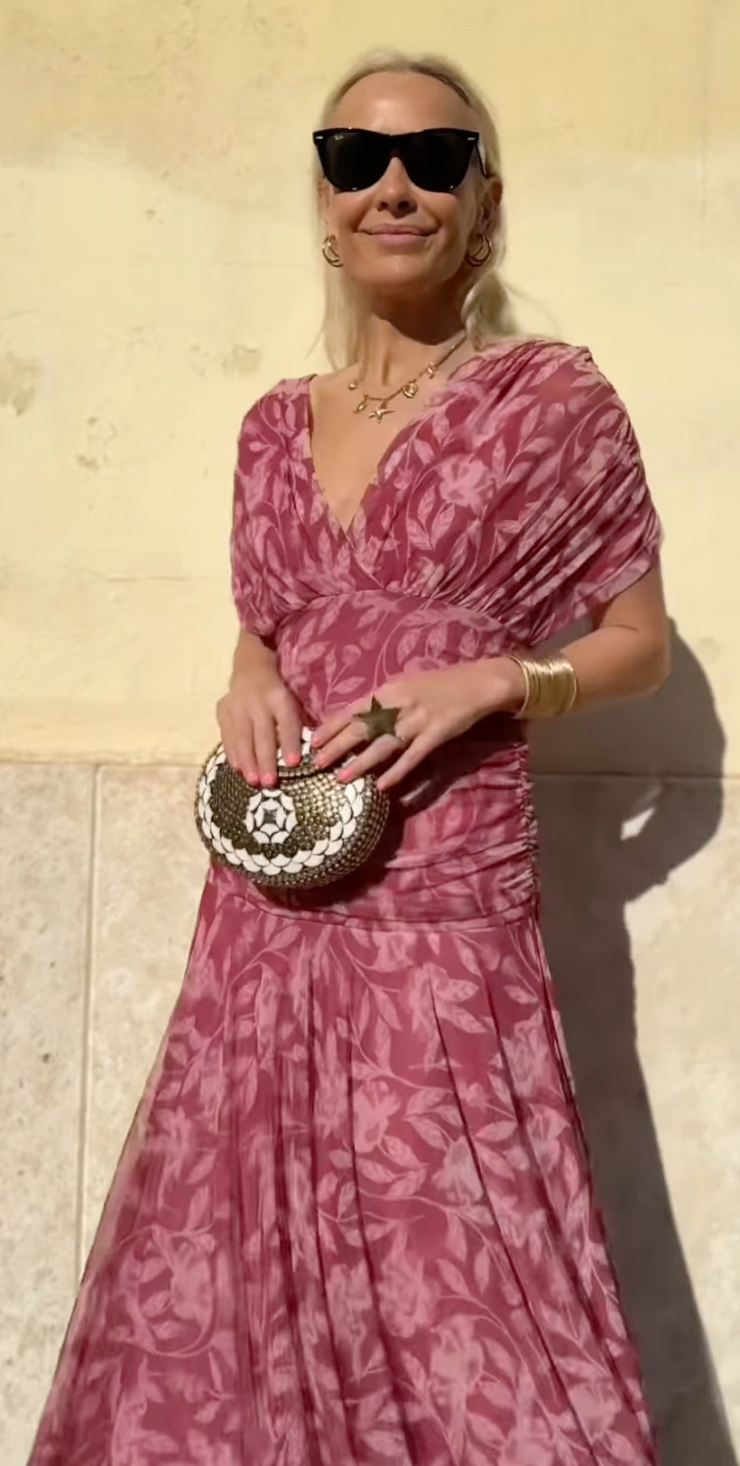 Véralune™ | Robe imprimée à encolure en V et épaules dénudées