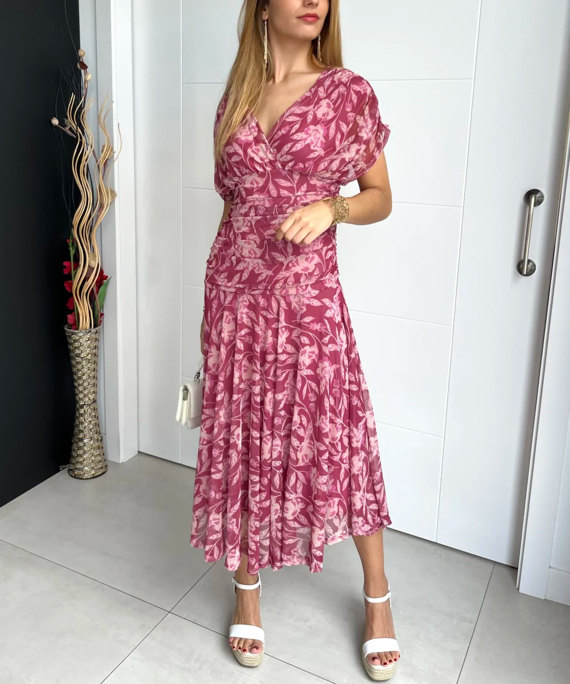 Véralune™ | Robe imprimée à encolure en V et épaules dénudées