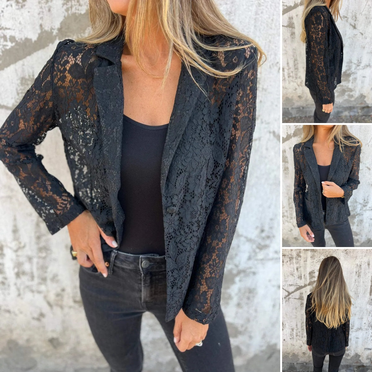 Véralune™ | Blazer en Dentelle Intégrale et Maille